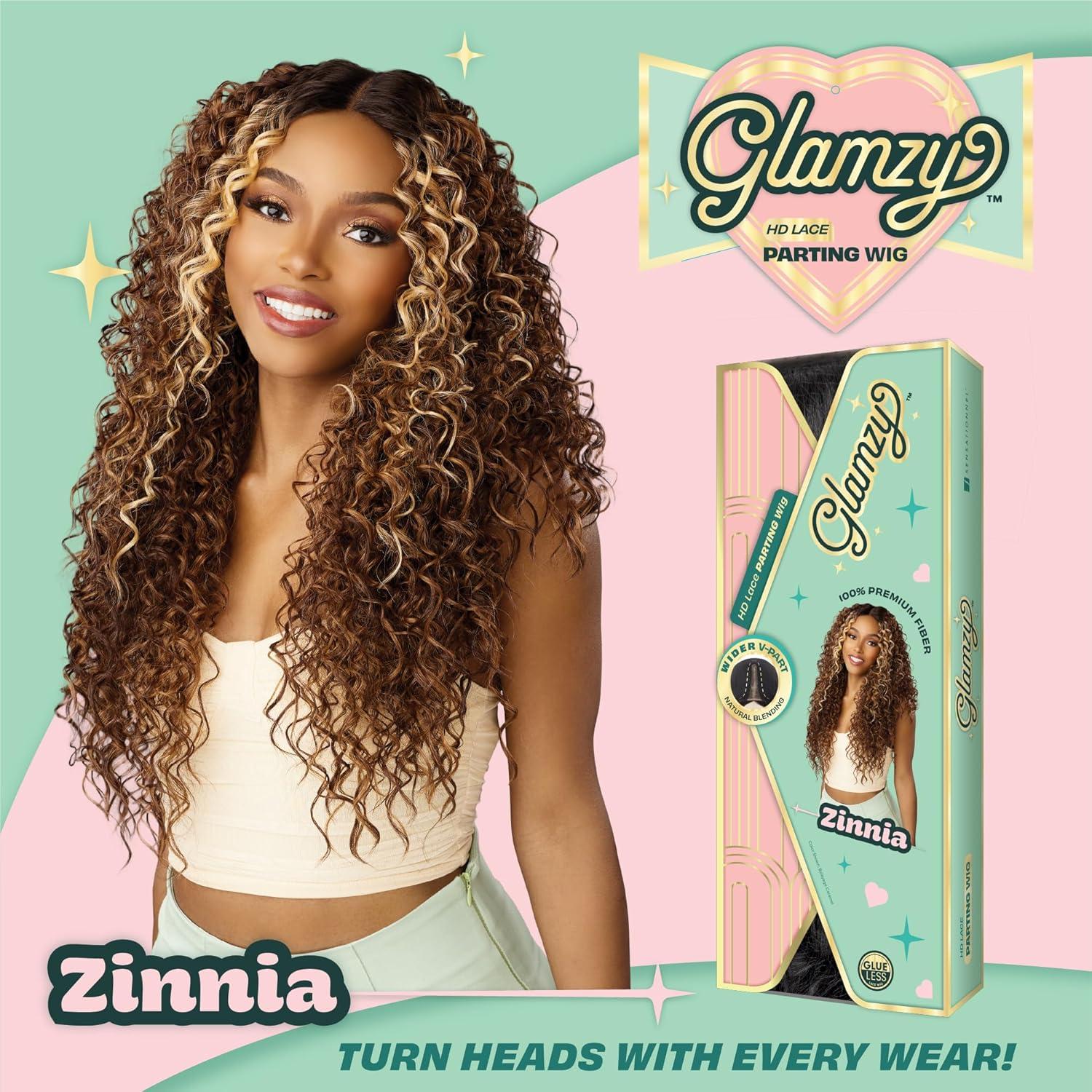 imageSensationnel Glamzy Lace Part Wig Zinnia Glueless Hand Tied Wider V Parting Synthetic Hair 1 JETBLACK1B OFFBLACK