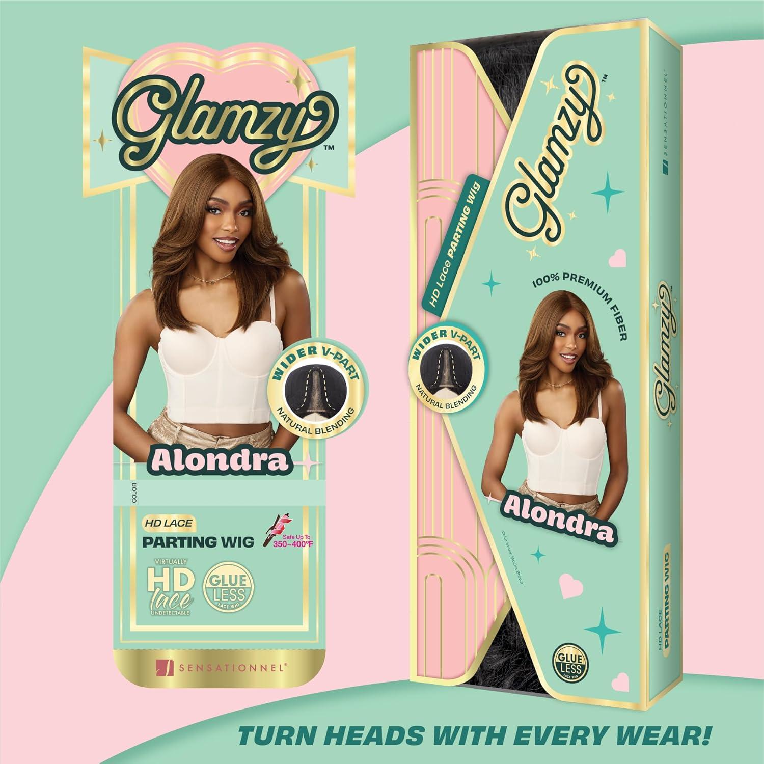 imageSensationnel Glamzy Lace Part Wigs Alondra Glueless Hand Tied Wider Parting Synthetic Hair 1 JETBLACKMPGOLD