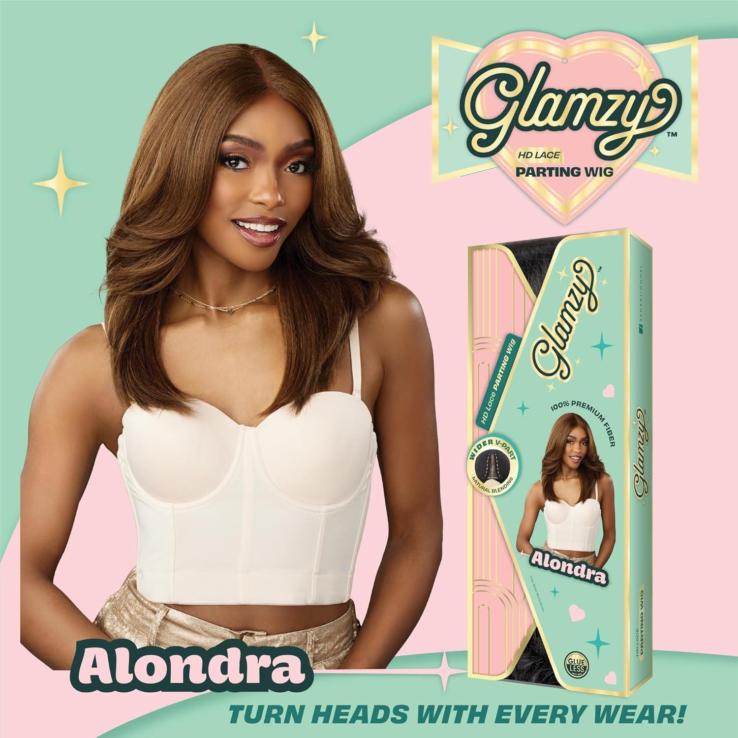imageSensationnel Glamzy Lace Part Wigs Alondra Glueless Hand Tied Wider Parting Synthetic Hair 1 JETBLACKMPSILVERGRAY
