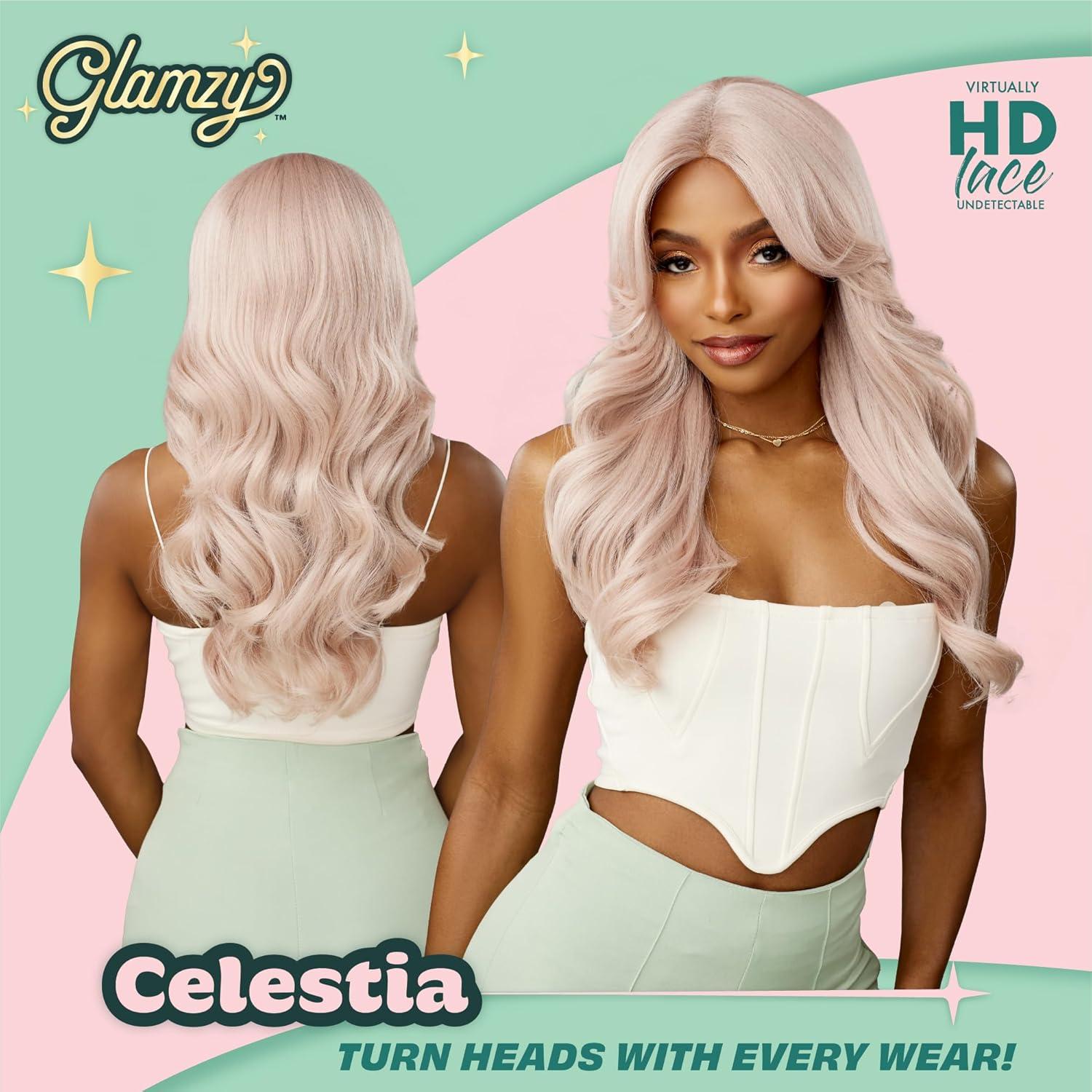 imageSensationnel Glamzy Lace Part Wigs Celestia Glueless Hand Tied Wider V Parting Synthetic Hair 1 JETBLACK1 JETBLACK