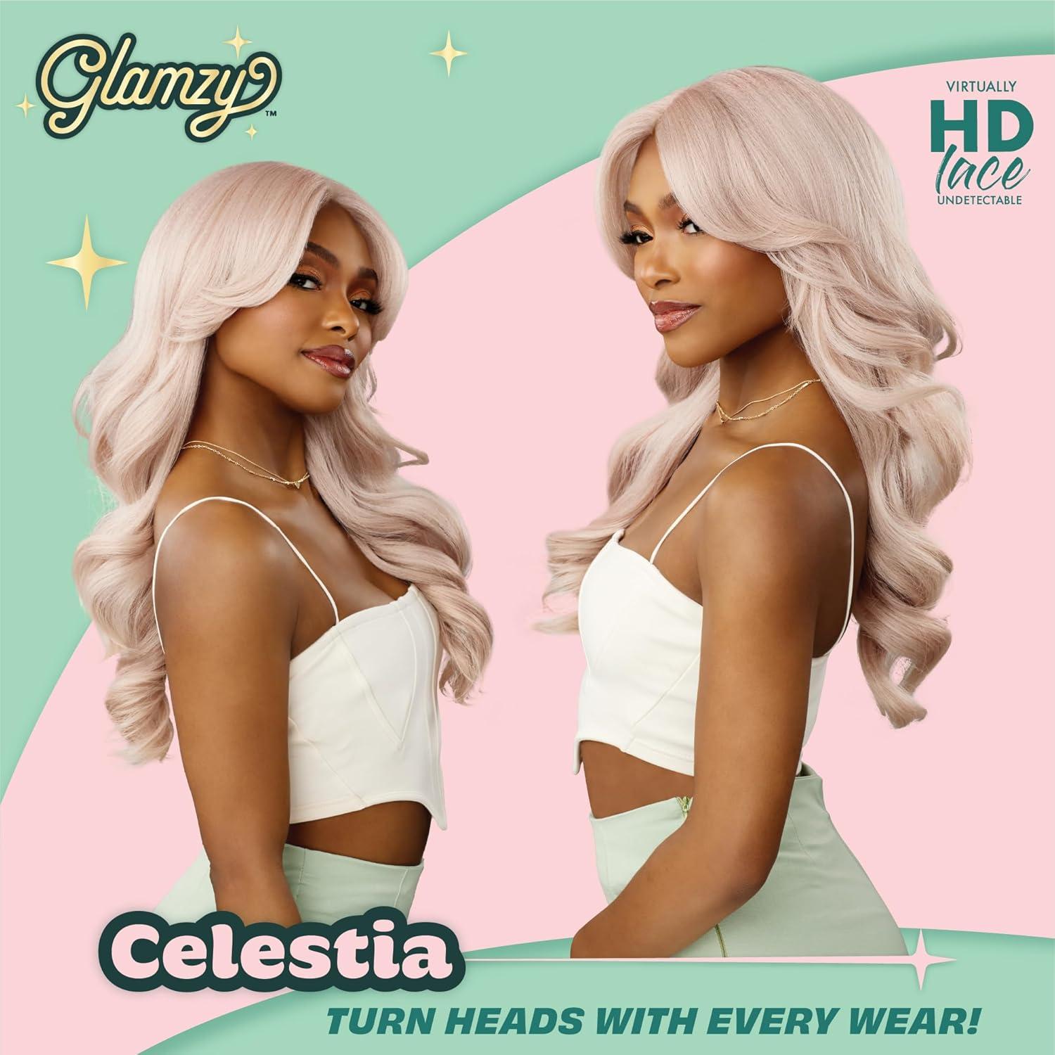 imageSensationnel Glamzy Lace Part Wigs Celestia Glueless Hand Tied Wider V Parting Synthetic Hair 1 JETBLACK1B OFFBLACK
