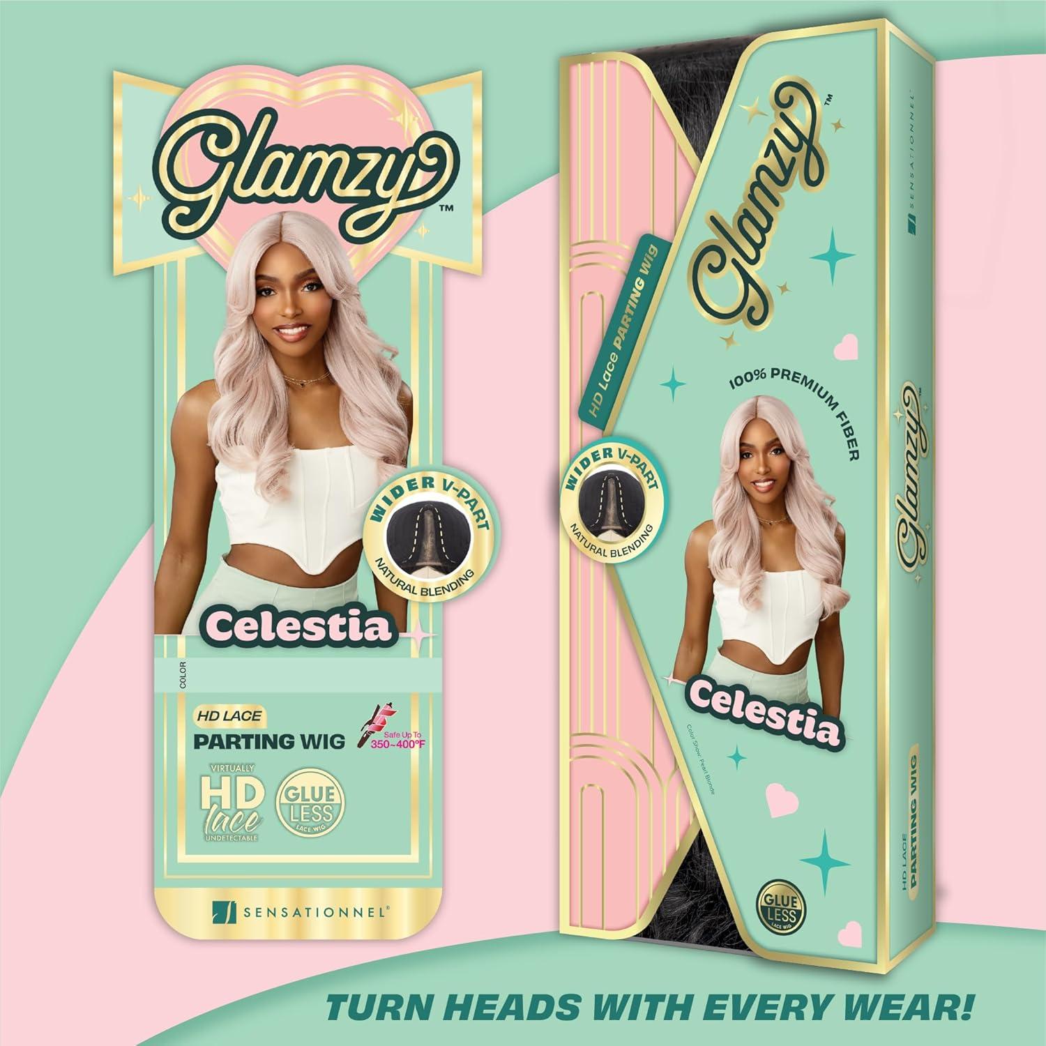 imageSensationnel Glamzy Lace Part Wigs Celestia Glueless Hand Tied Wider V Parting Synthetic Hair 1 JETBLACK2 DARKBROWN