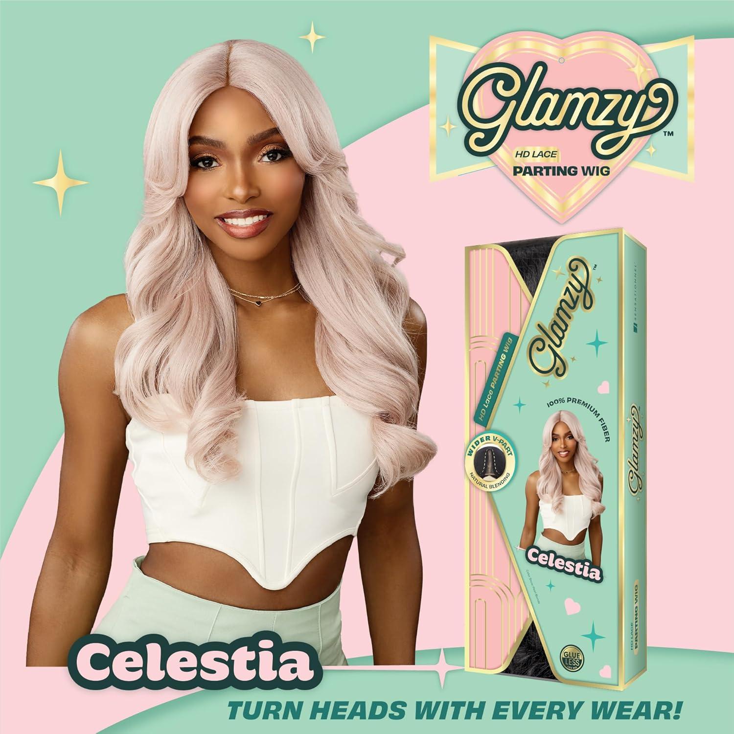 imageSensationnel Glamzy Lace Part Wigs Celestia Glueless Hand Tied Wider V Parting Synthetic Hair 1 JETBLACK2 DARKBROWN