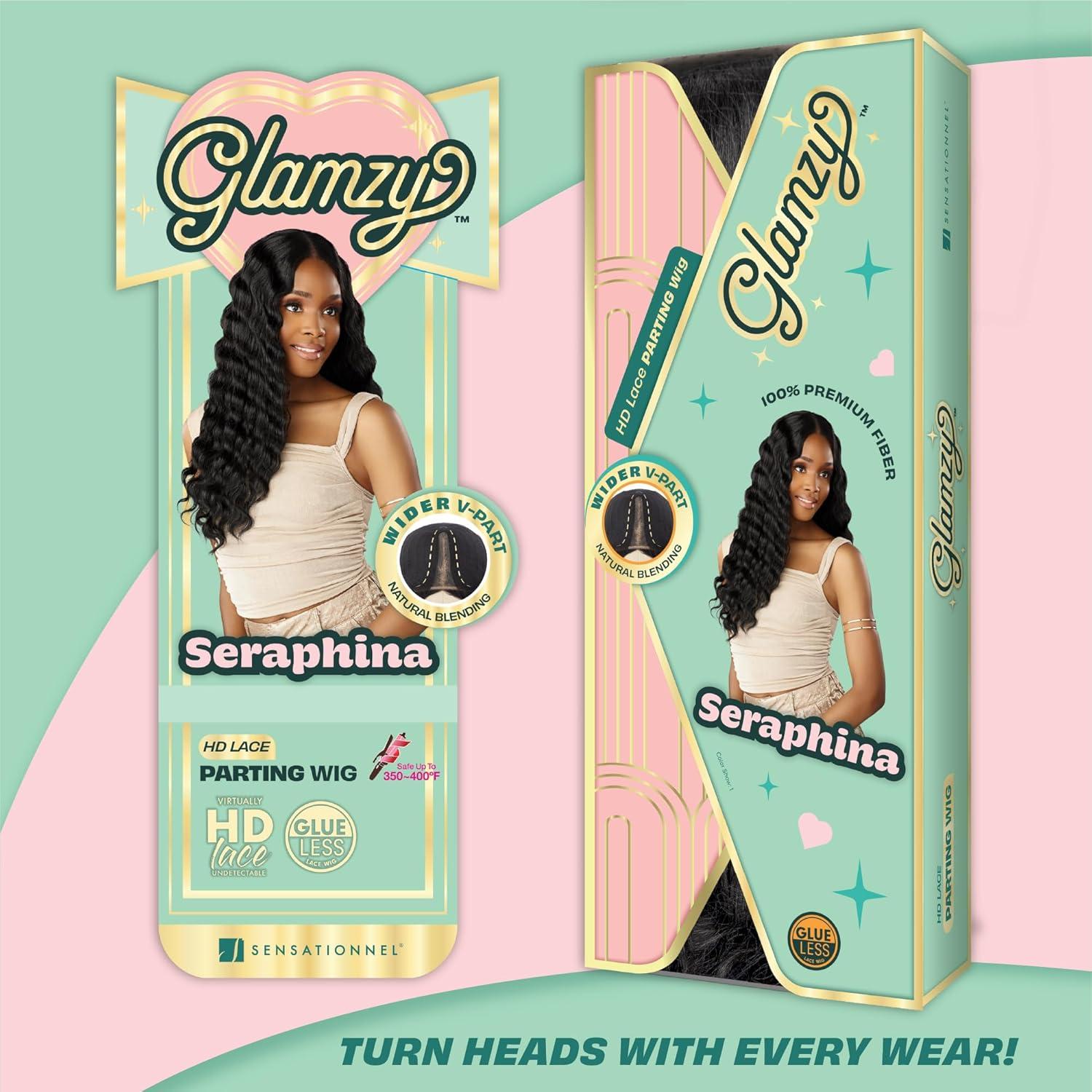 imageSensationnel Glamzy Lace Part Wigs Seraphina Glueless Hand Tied Wider V Parting Synthetic Hair 1 JETBLACK1 JETBLACK