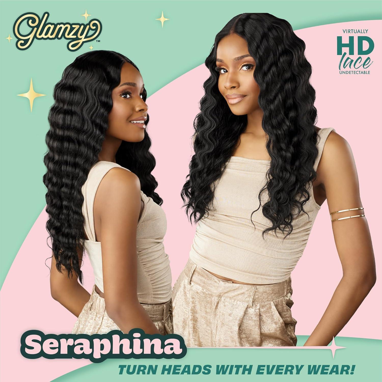 imageSensationnel Glamzy Lace Part Wigs Seraphina Glueless Hand Tied Wider V Parting Synthetic Hair 1 JETBLACK1B OFFBLACK