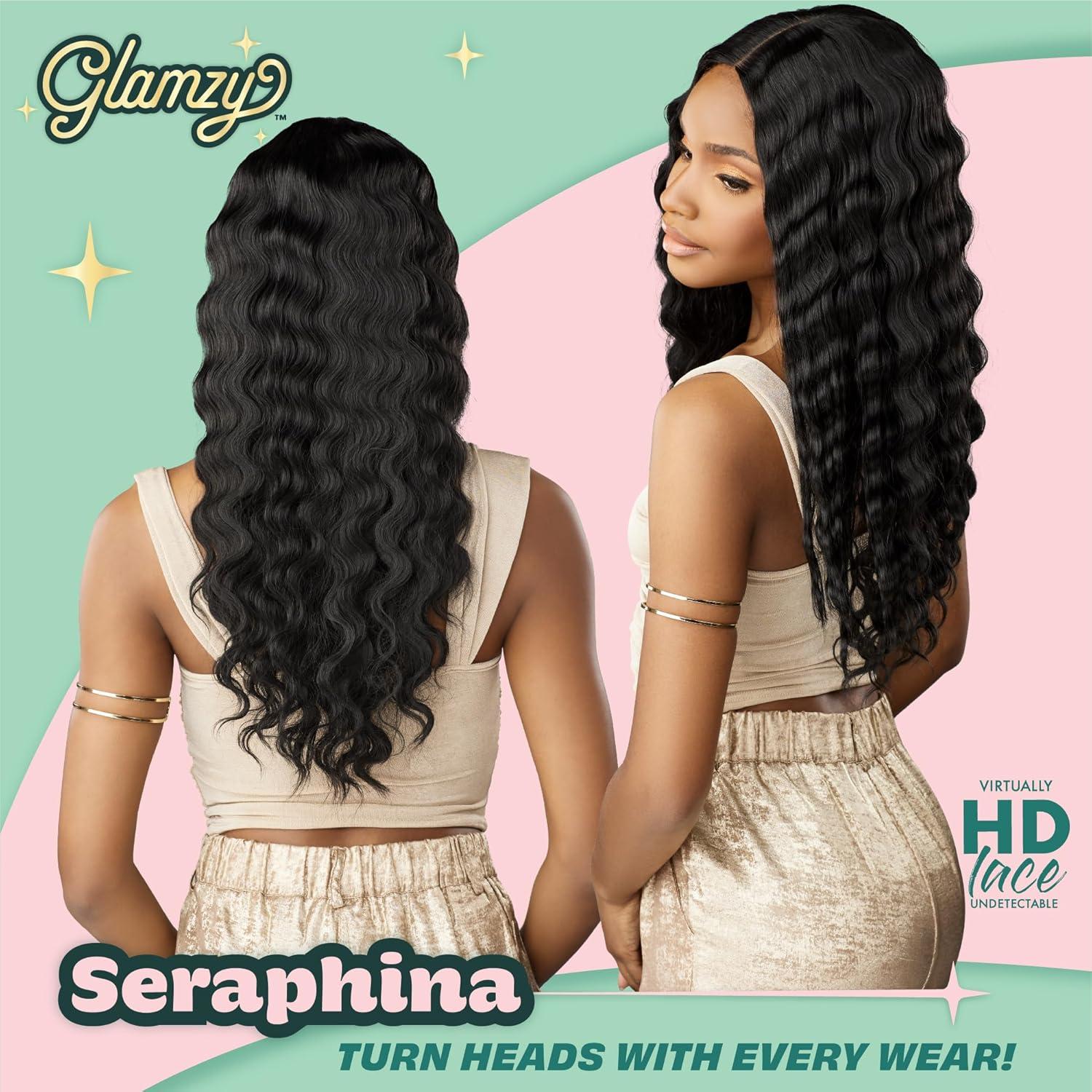 imageSensationnel Glamzy Lace Part Wigs Seraphina Glueless Hand Tied Wider V Parting Synthetic Hair 1 JETBLACK1B OFFBLACK
