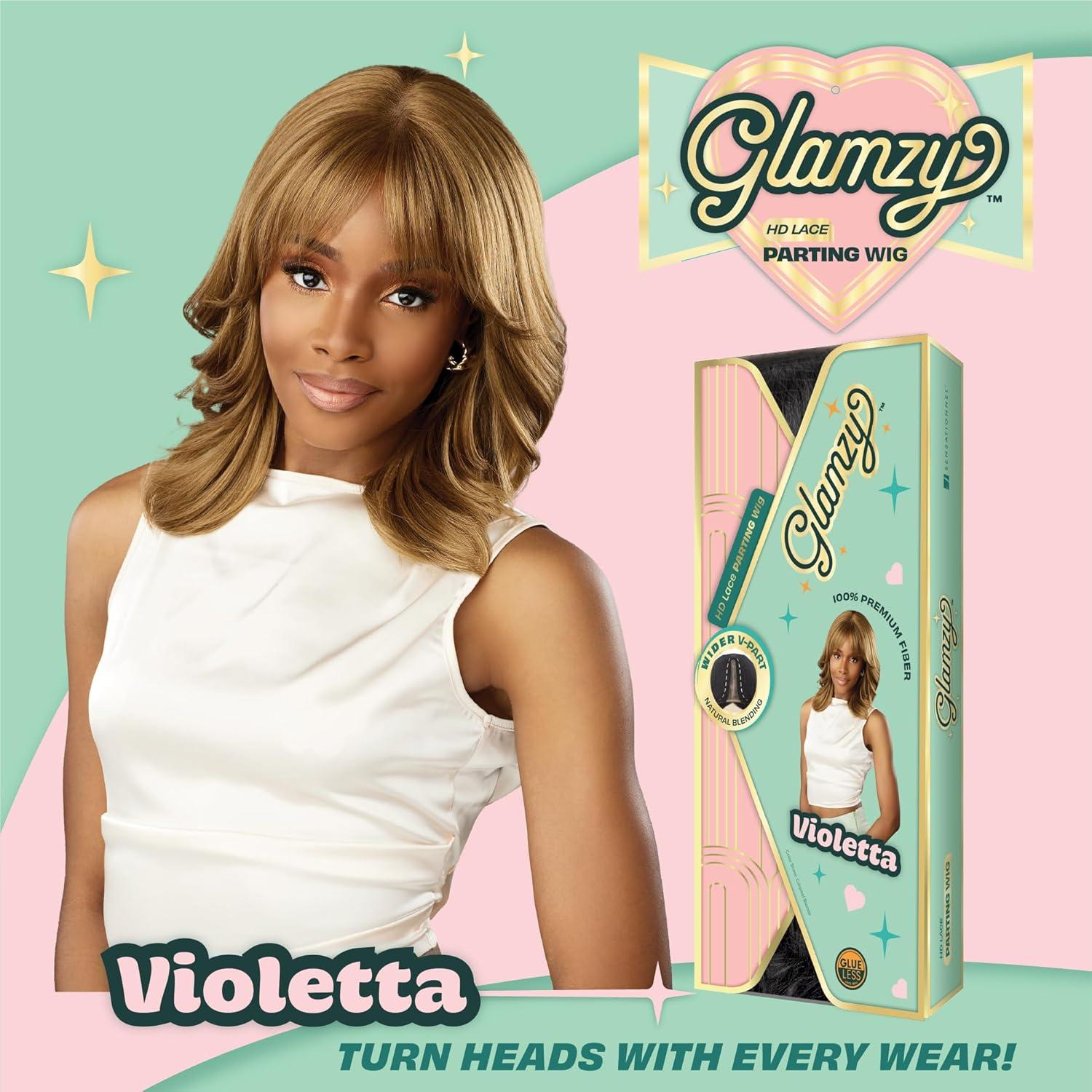 imageSensationnel Glamzy Lace Part Wigs Violetta Glueless Hand Tied Wider V Parting Synthetic Hair 1 JETBLACKBALAYAGEFIERYRED