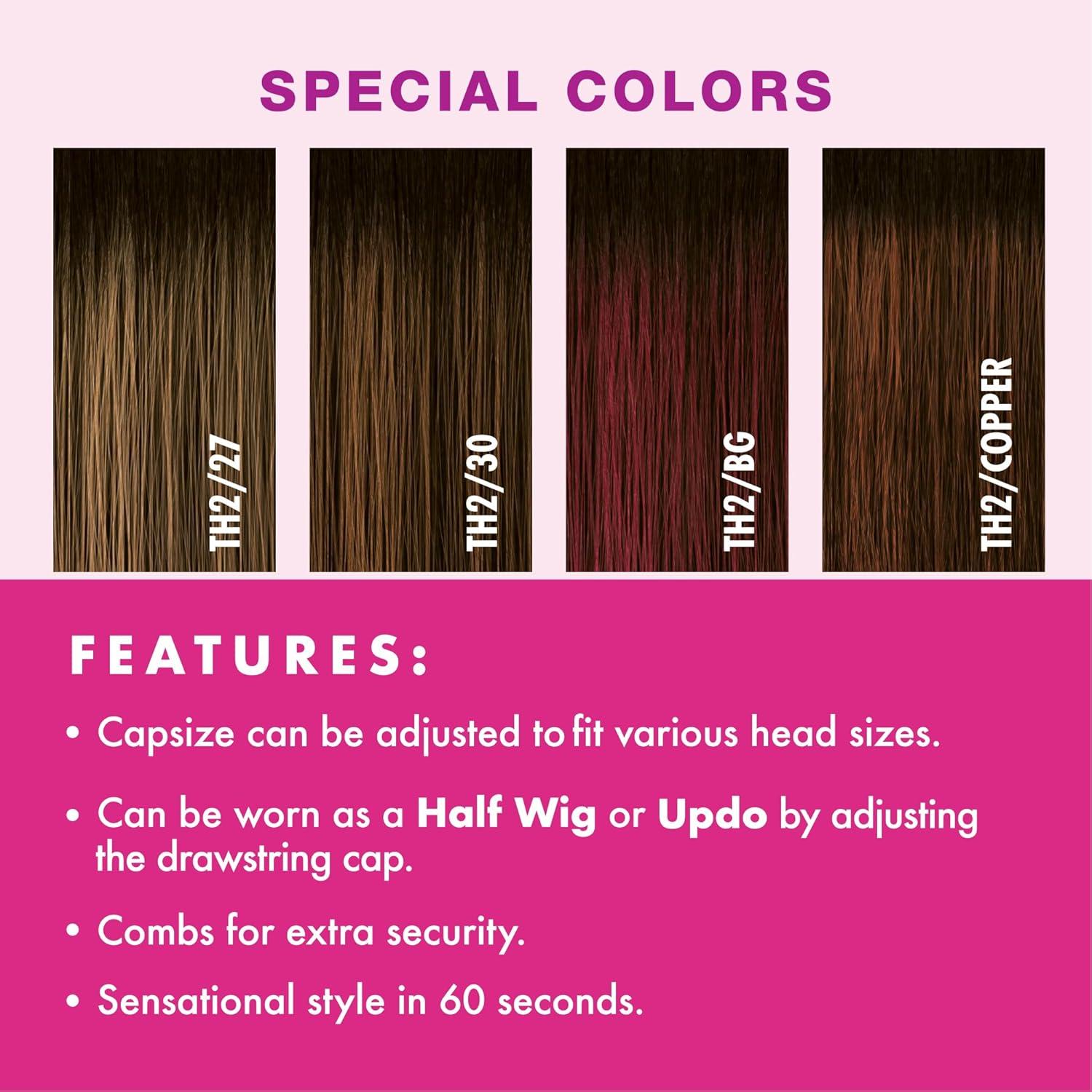 imageSensationnel Instant Weave Half Wig 23 Synthetic Blendwig Adjustable Drawstring for Seamless Hair Blending 1 JETBLACK2 DARKBROWN