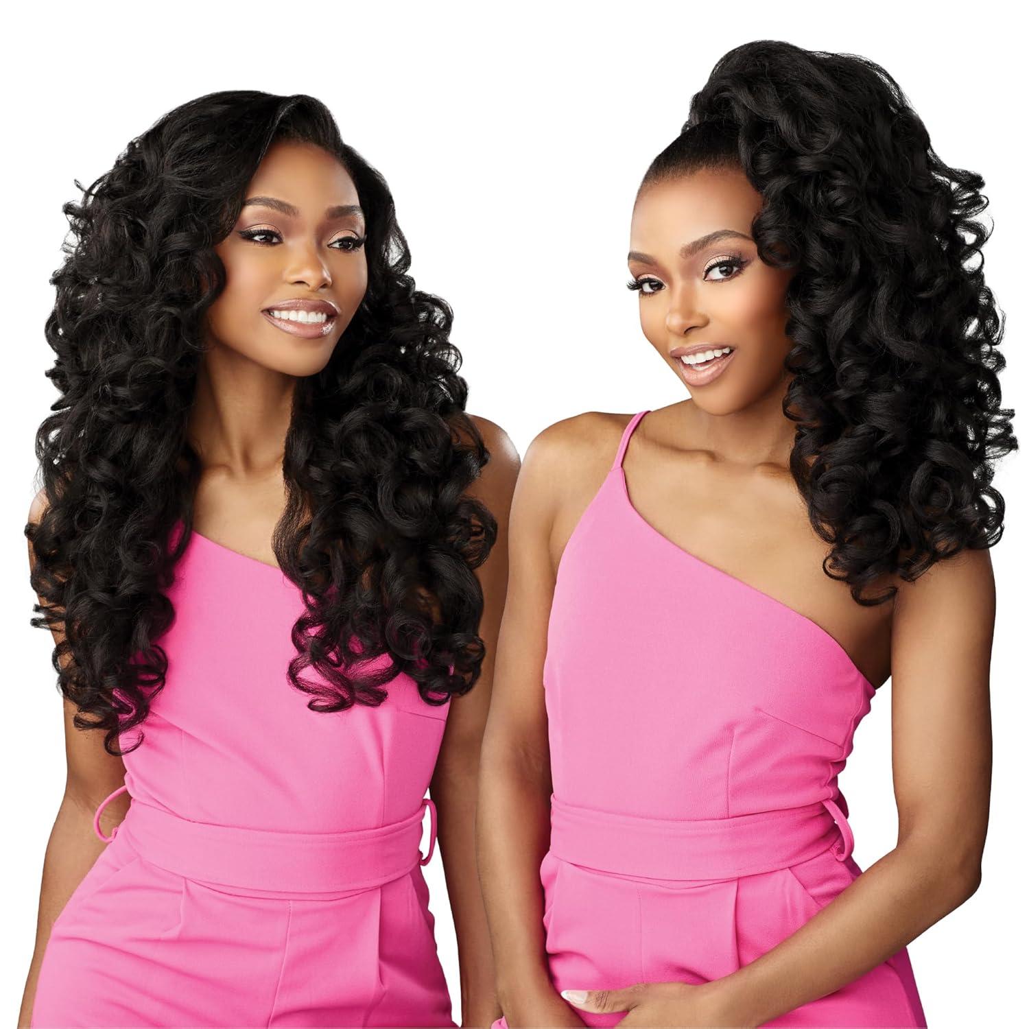 imageSensationnel Instant Weave Half Wig 23 Synthetic Blendwig Adjustable Drawstring for Seamless Hair Blending 1 JETBLACKTH2COPPER