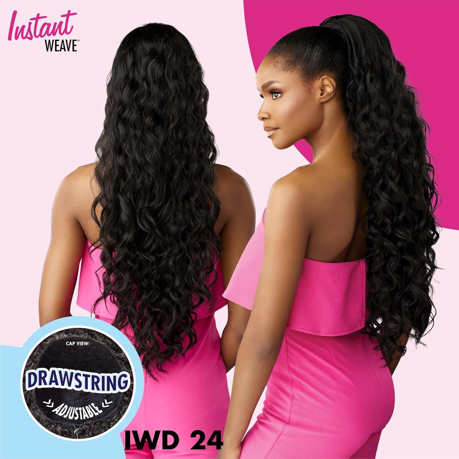 imageSensationnel Instant Weave Half Wig 24 Synthetic Blendwig Adjustable Drawstring for Seamless Hair Blending 1 JETBLACKBALAYAGEGOLD