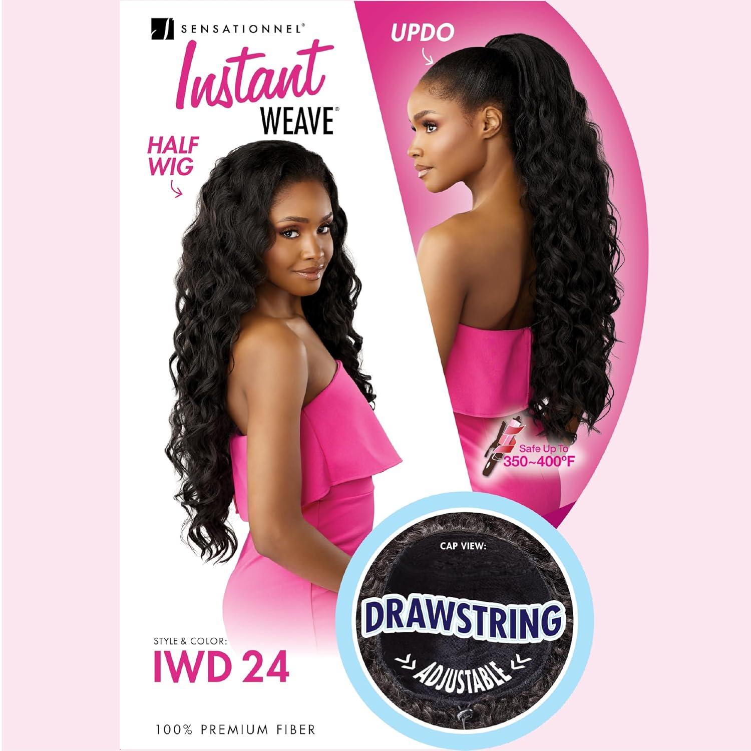 imageSensationnel Instant Weave Half Wig 24 Synthetic Blendwig Adjustable Drawstring for Seamless Hair Blending 1 JETBLACKBALAYAGEHAZELNUT