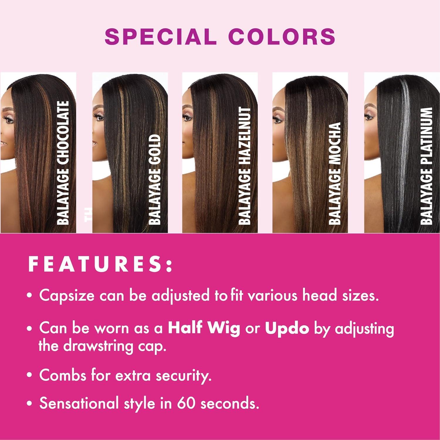 imageSensationnel Instant Weave Half Wig 24 Synthetic Blendwig Adjustable Drawstring for Seamless Hair Blending 1 JETBLACKBALAYAGEMOCHA