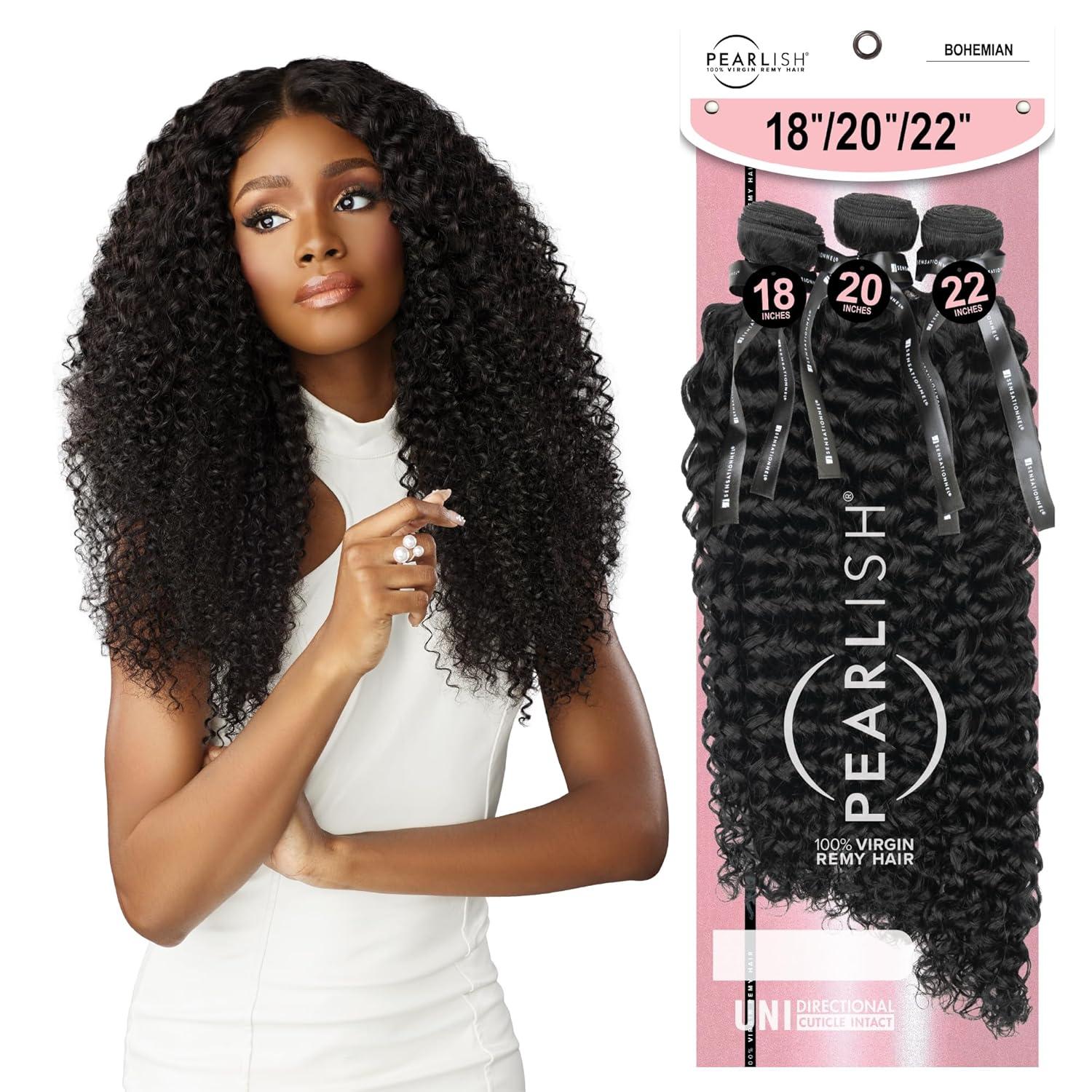 imageSensationnel Pearlish Multi Bundle Bohemian Deep Pearl Conditioned 15a Remy Beauty Supply Hair Sew In or Glue On Human Hair Layered Lengths 10 12 14 inch NATURALNATURALBLACK