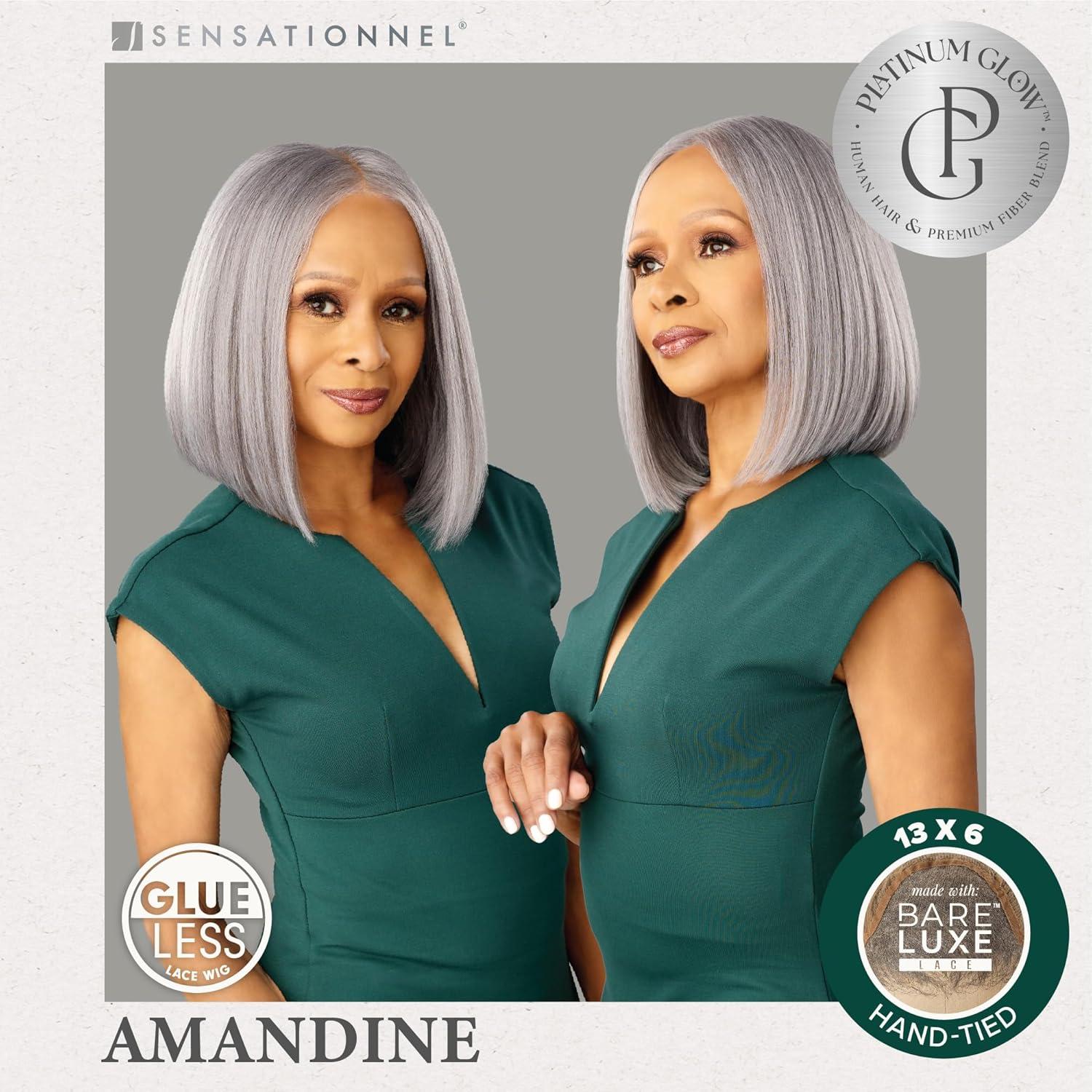 imageSensationnel Platinum Glow 13X6 Wig Amandine Lace frontal Glueless human hair blend Preplucked Hairline 1 JETBLACKSILVERSTORM