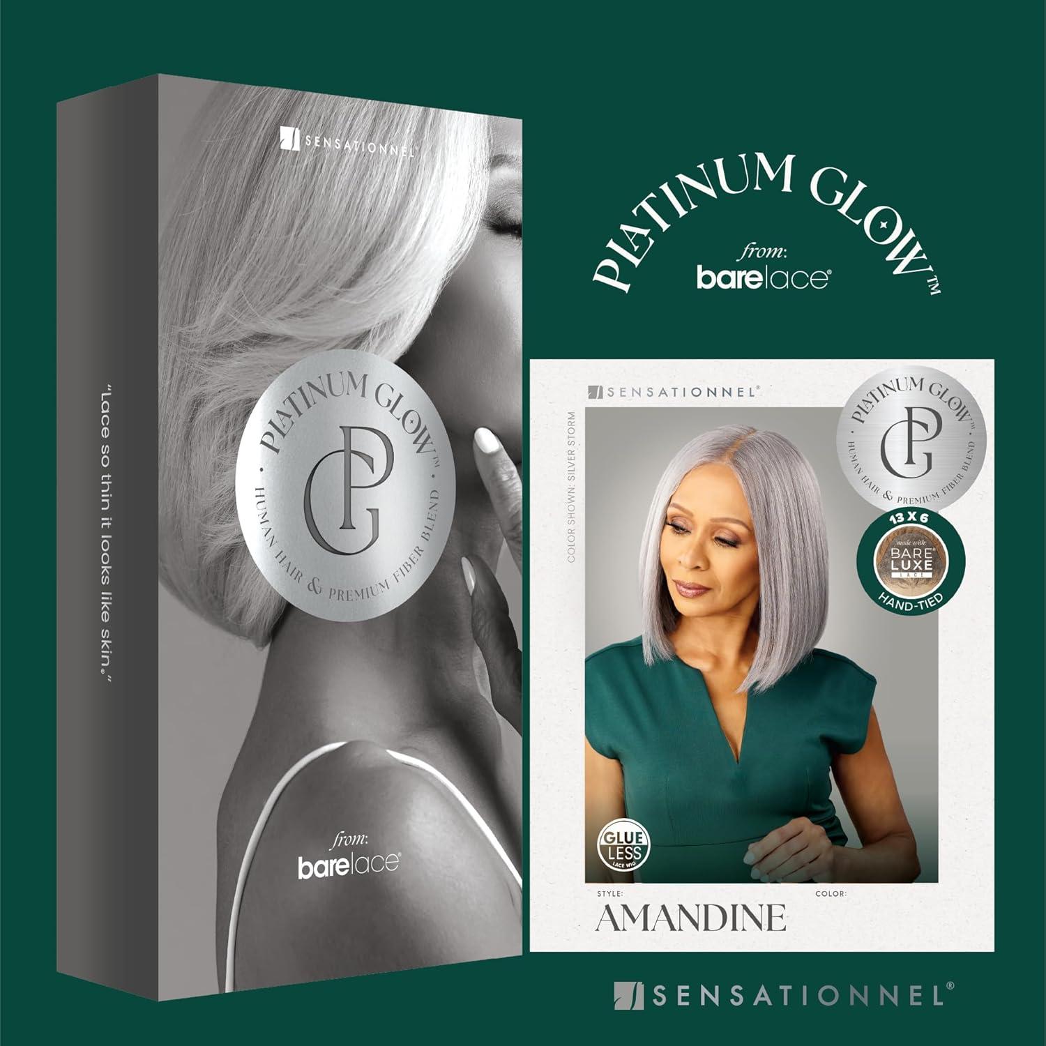 imageSensationnel Platinum Glow 13X6 Wig Amandine Lace frontal Glueless human hair blend Preplucked Hairline 1 JETBLACKSILVERSTORM