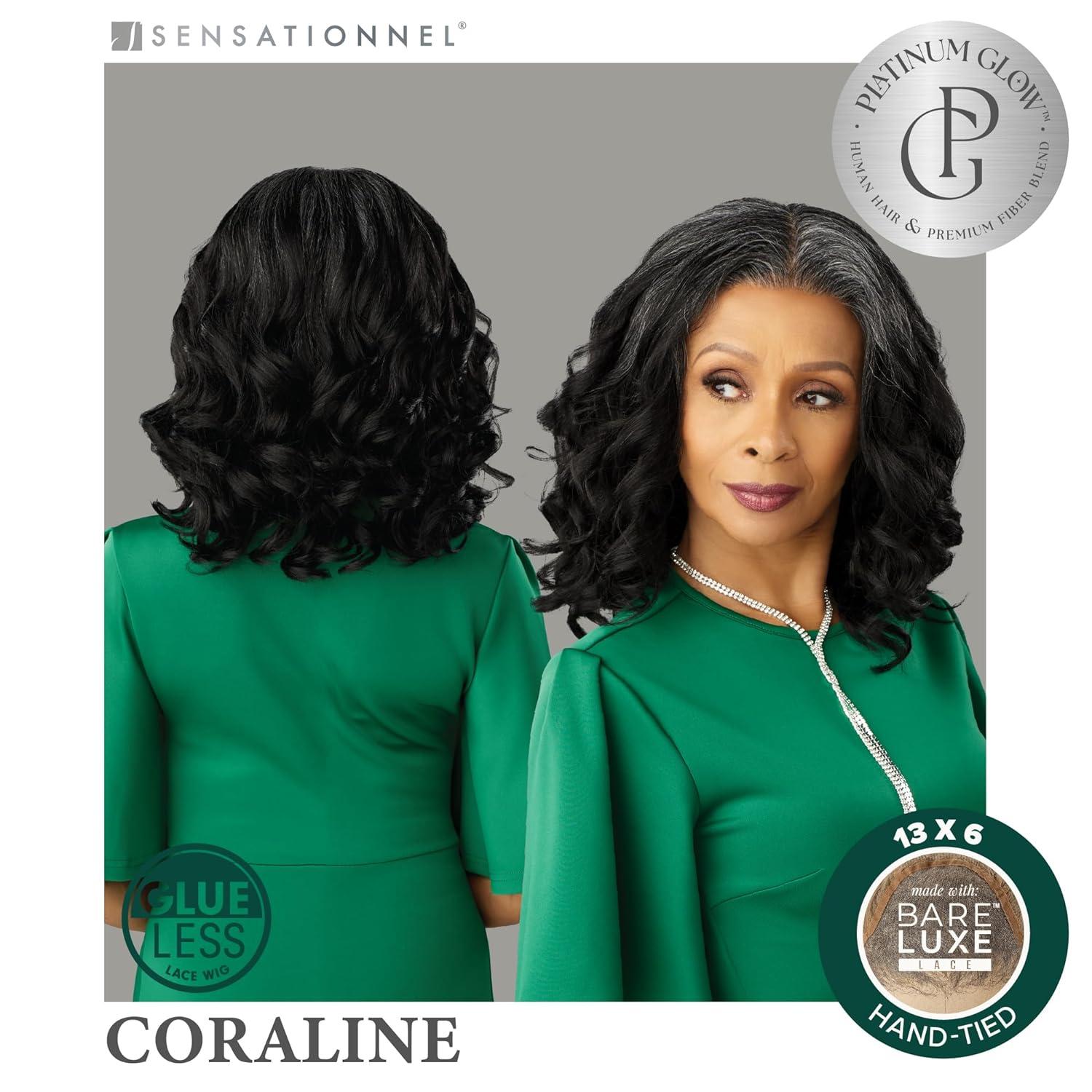 imageSensationnel Platinum Glow 13X6 Wig Coraline Lacefrontal Glueless human hair blend Preplucked Hairline 1 JETBLACKSILVERWHISPER