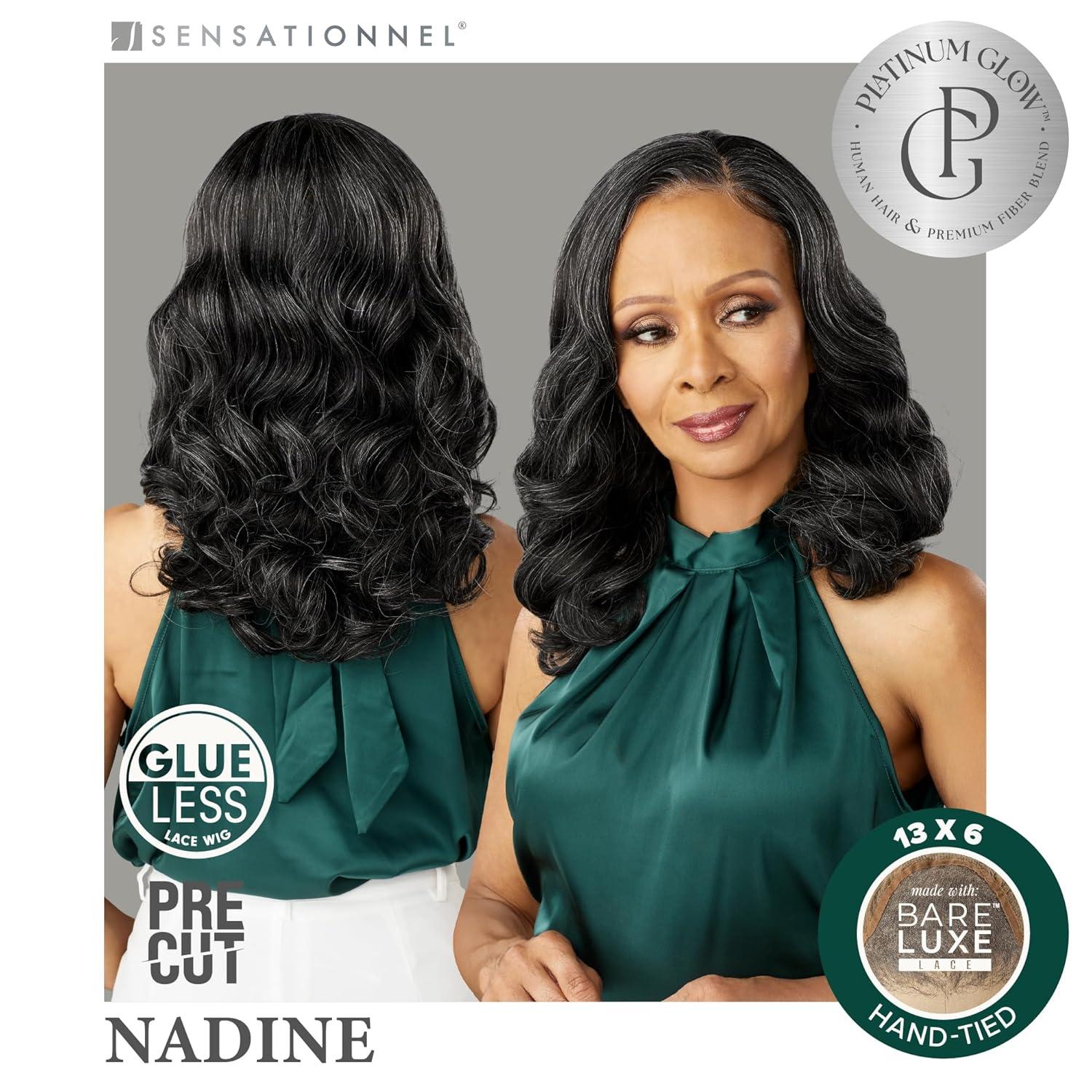 imageSensationnel Platinum Glow 13X6 Wig Nadine Lacefrontal Glueless human hair blend Preplucked Hairline 1 JETBLACKSHIMMERINGPEARL