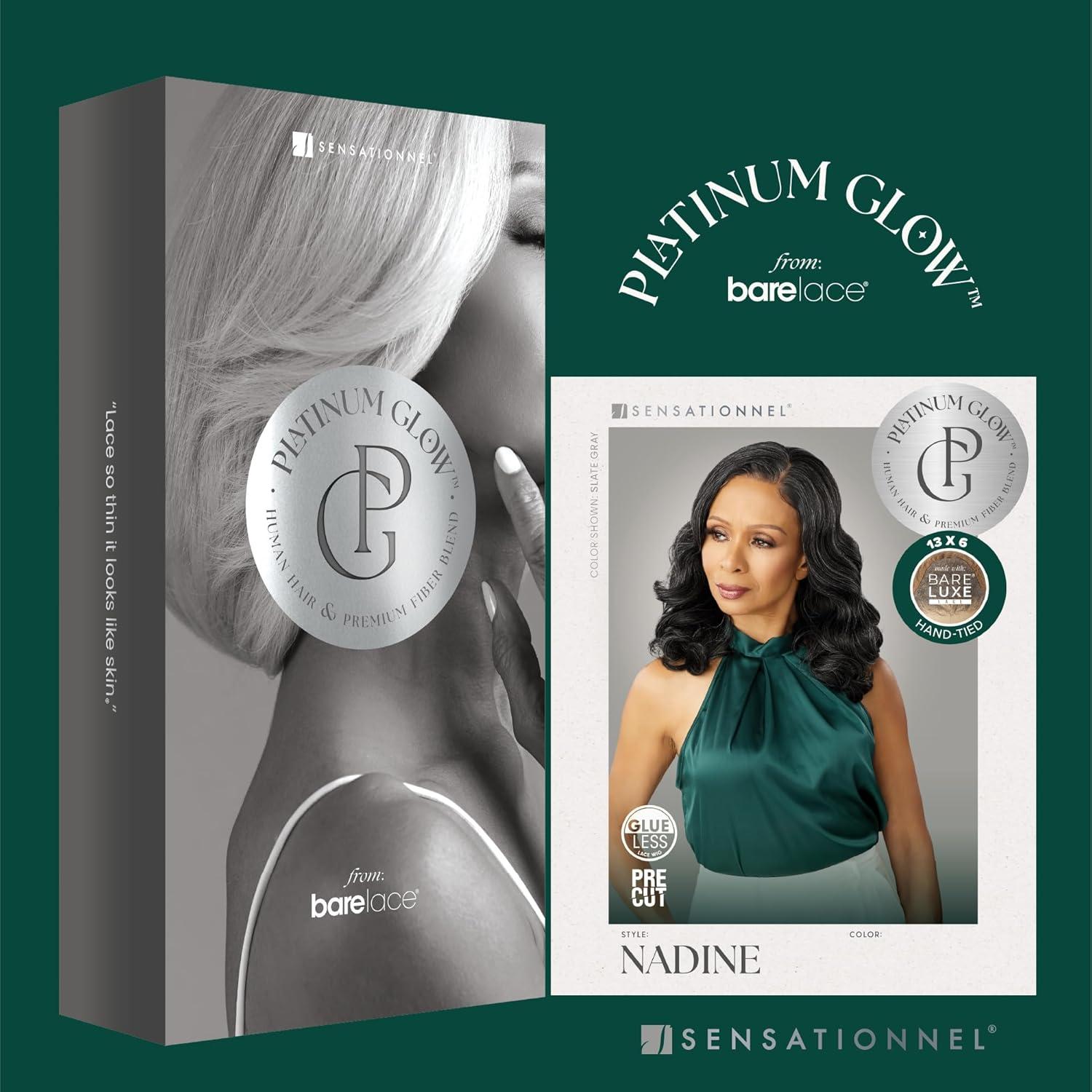 imageSensationnel Platinum Glow 13X6 Wig Nadine Lacefrontal Glueless human hair blend Preplucked Hairline 1 JETBLACKSLATEGRAY