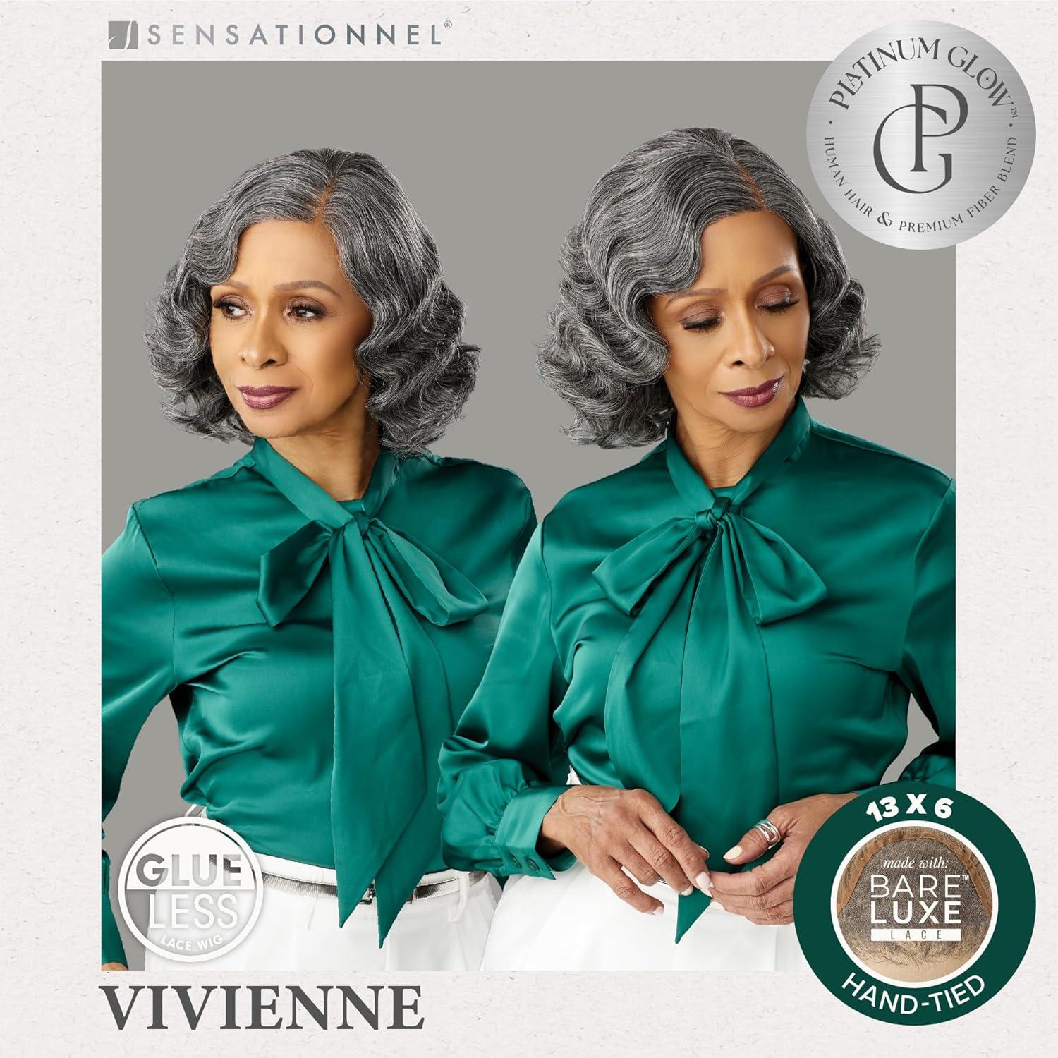 imageSensationnel Platinum Glow 13X6 Wig Vivienne Lacefrontal Glueless human hair blend Preplucked Hairline 1 JETBLACK2 DARKBROWN