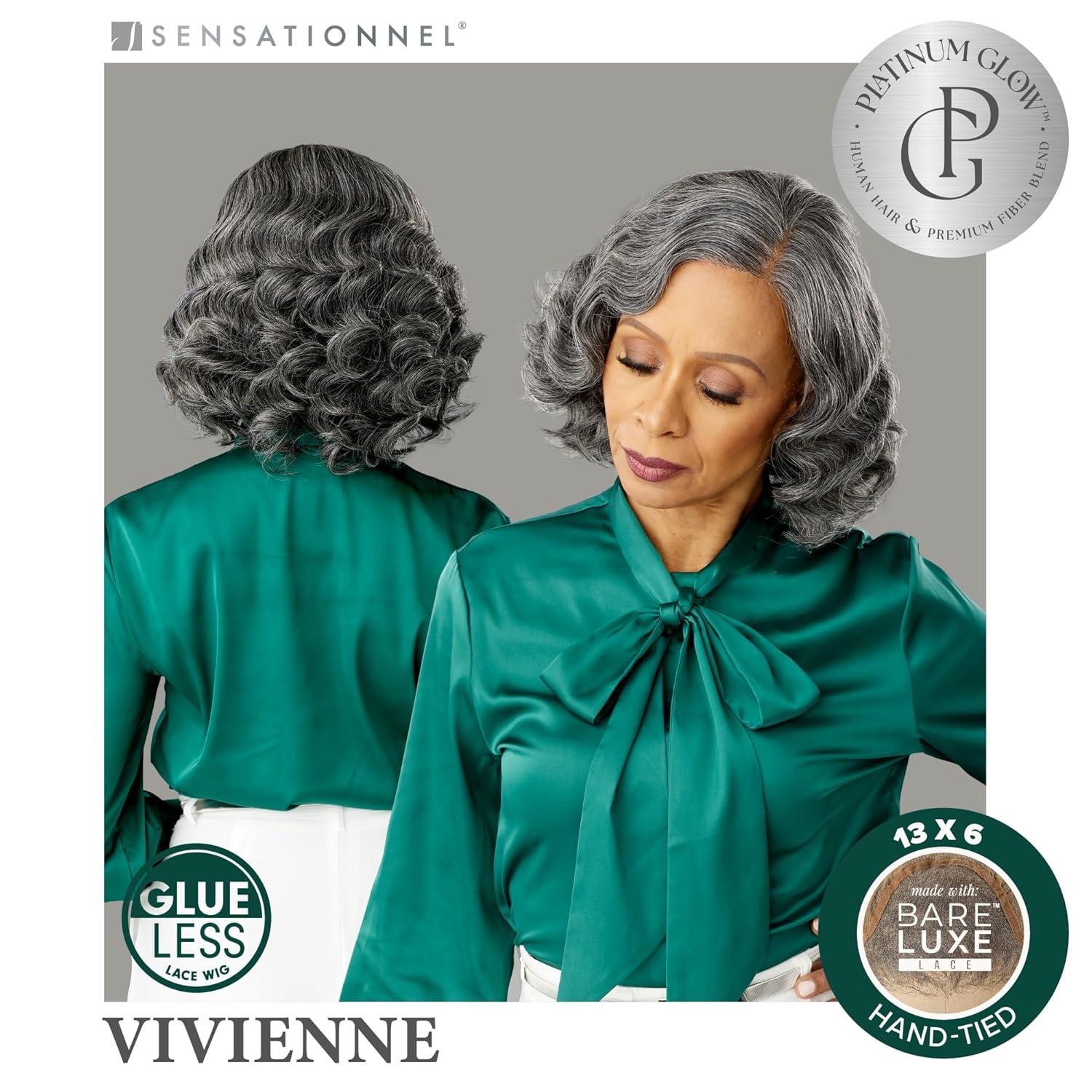 imageSensationnel Platinum Glow 13X6 Wig Vivienne Lacefrontal Glueless human hair blend Preplucked Hairline 1 JETBLACKSILVERWHISPER