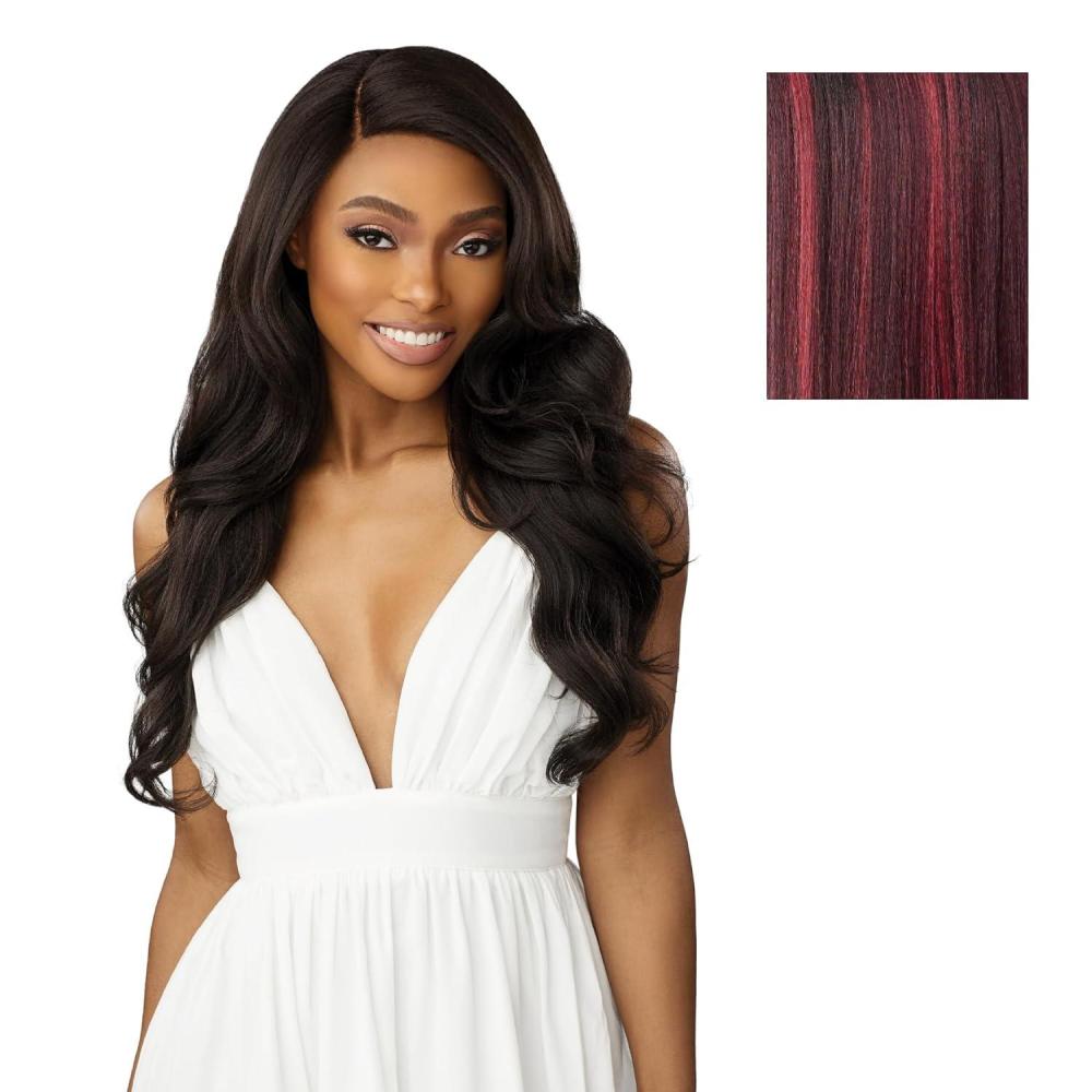 imageSensationnel Dashly Lace Front Wig Unit 53 Hand Tied Laceparting Ear to Ear Synthetic 1 JETBLACKBALAYAGEDARKCHERRY