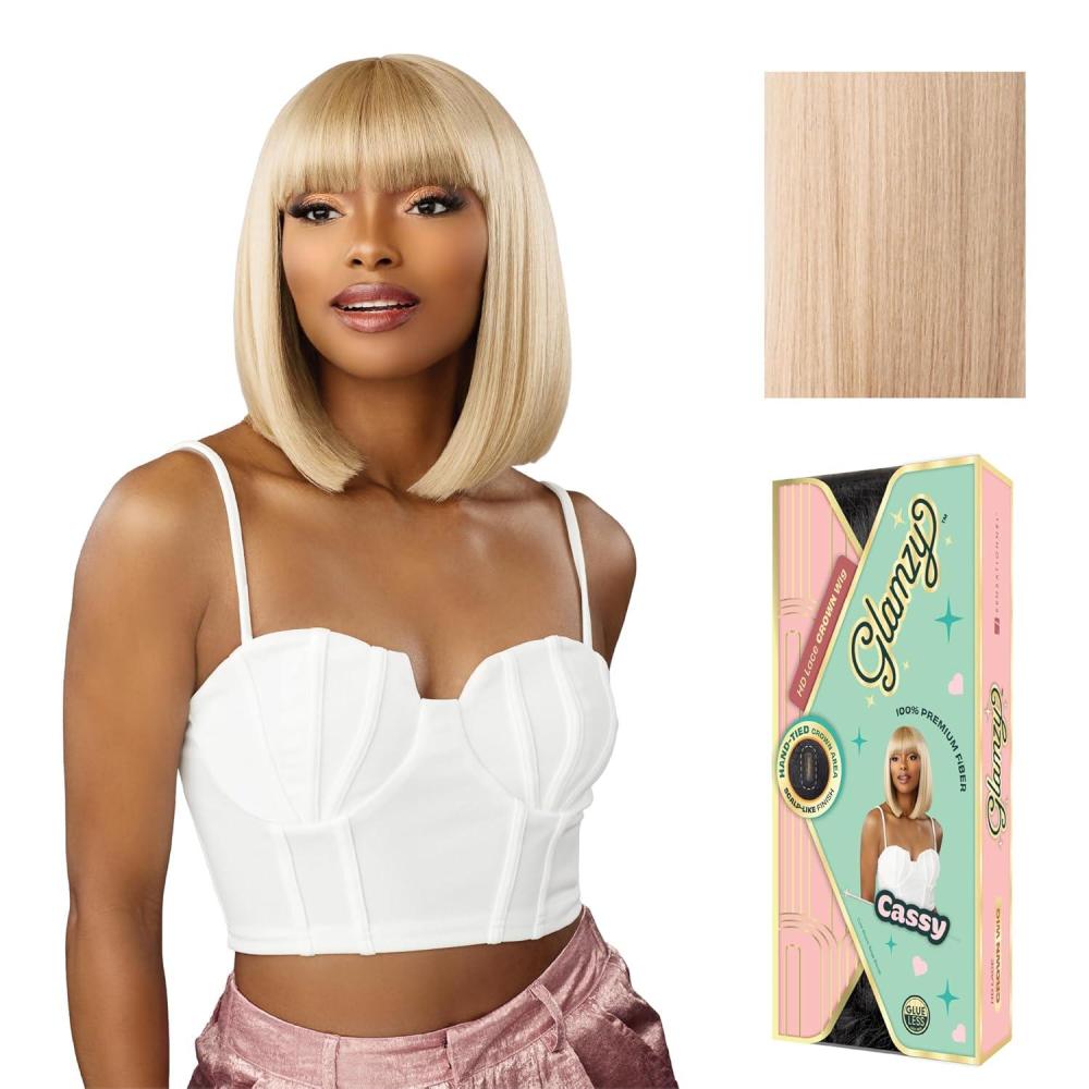 imageSensationnel Glamzy Lace Crown Wig  Cassy Glueless Hand Tied CrownArea Synthetic Hair 1 JETBLACKPEARLBLONDE