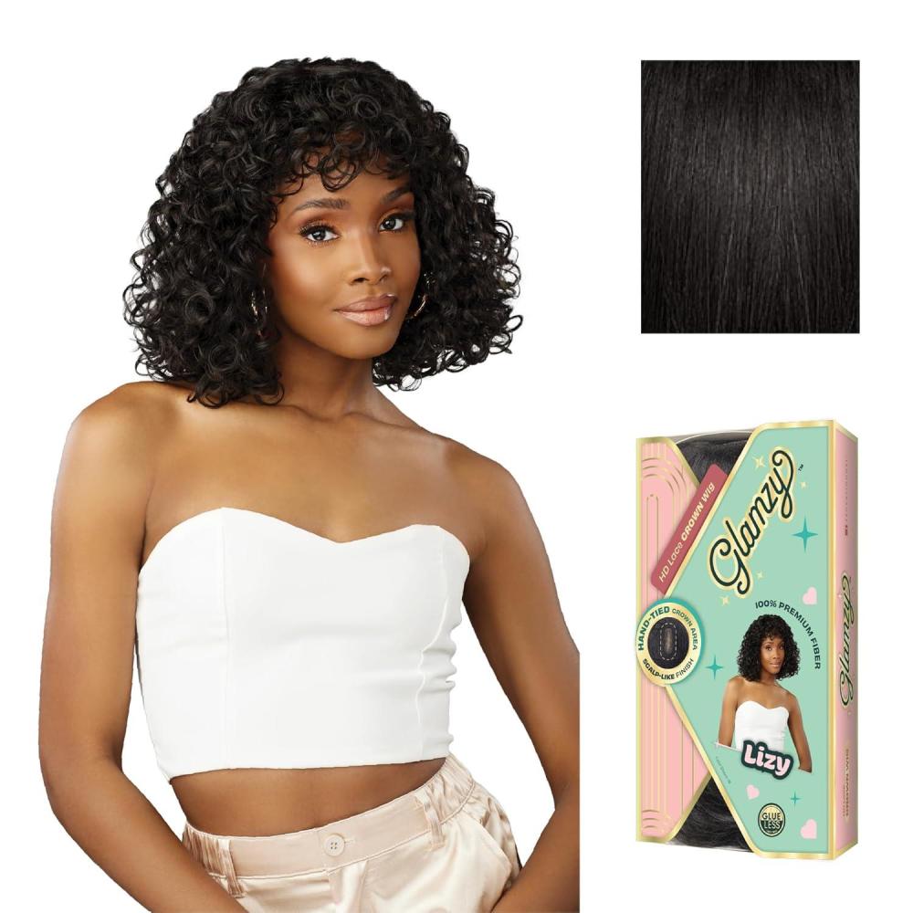 imageSensationnel Glamzy Lace Crown Wig Lizy Glueless Hand Tied CrownArea Synthetic Hair 1 JETBLACK1B OFFBLACK