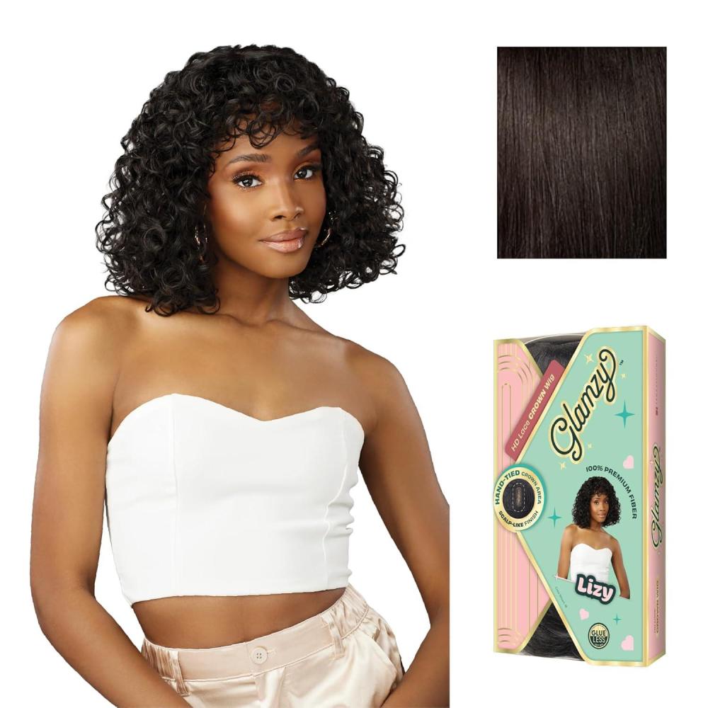 imageSensationnel Glamzy Lace Crown Wig Lizy Glueless Hand Tied CrownArea Synthetic Hair 1 JETBLACK2 DARKBROWN