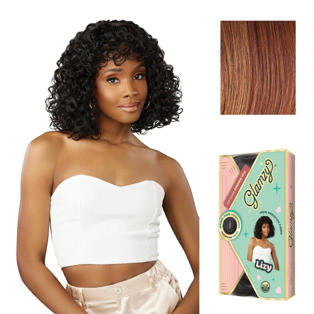 imageSensationnel Glamzy Lace Crown Wig  Lizy Glueless Hand Tied CrownArea Synthetic Hair 1 JETBLACKCOPPERPUMPKIN