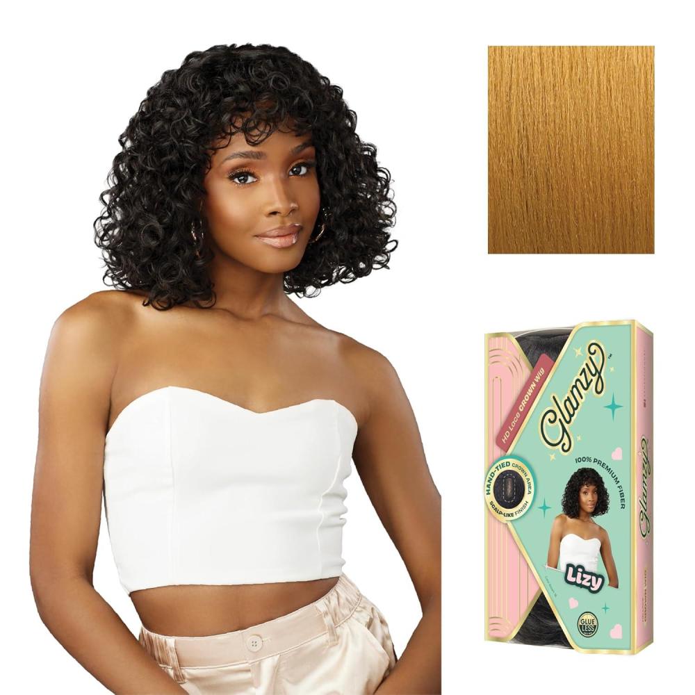 imageSensationnel Glamzy Lace Crown Wig Lizy Glueless Hand Tied CrownArea Synthetic Hair 1 JETBLACKSUNFLOWERBLONDE
