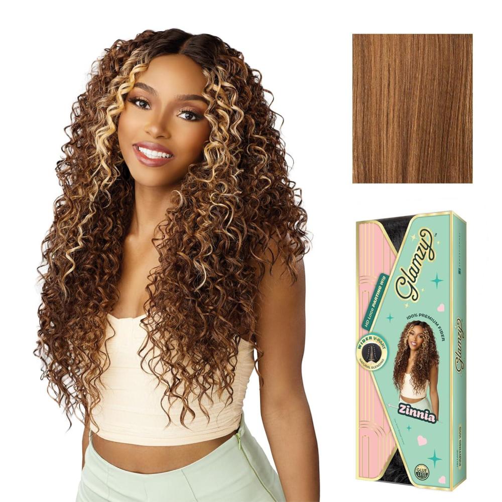 imageSensationnel Glamzy Lace Part Wig Zinnia Glueless Hand Tied Wider V Parting Synthetic Hair 1 JETBLACKBALAYAGEMACCHIATO