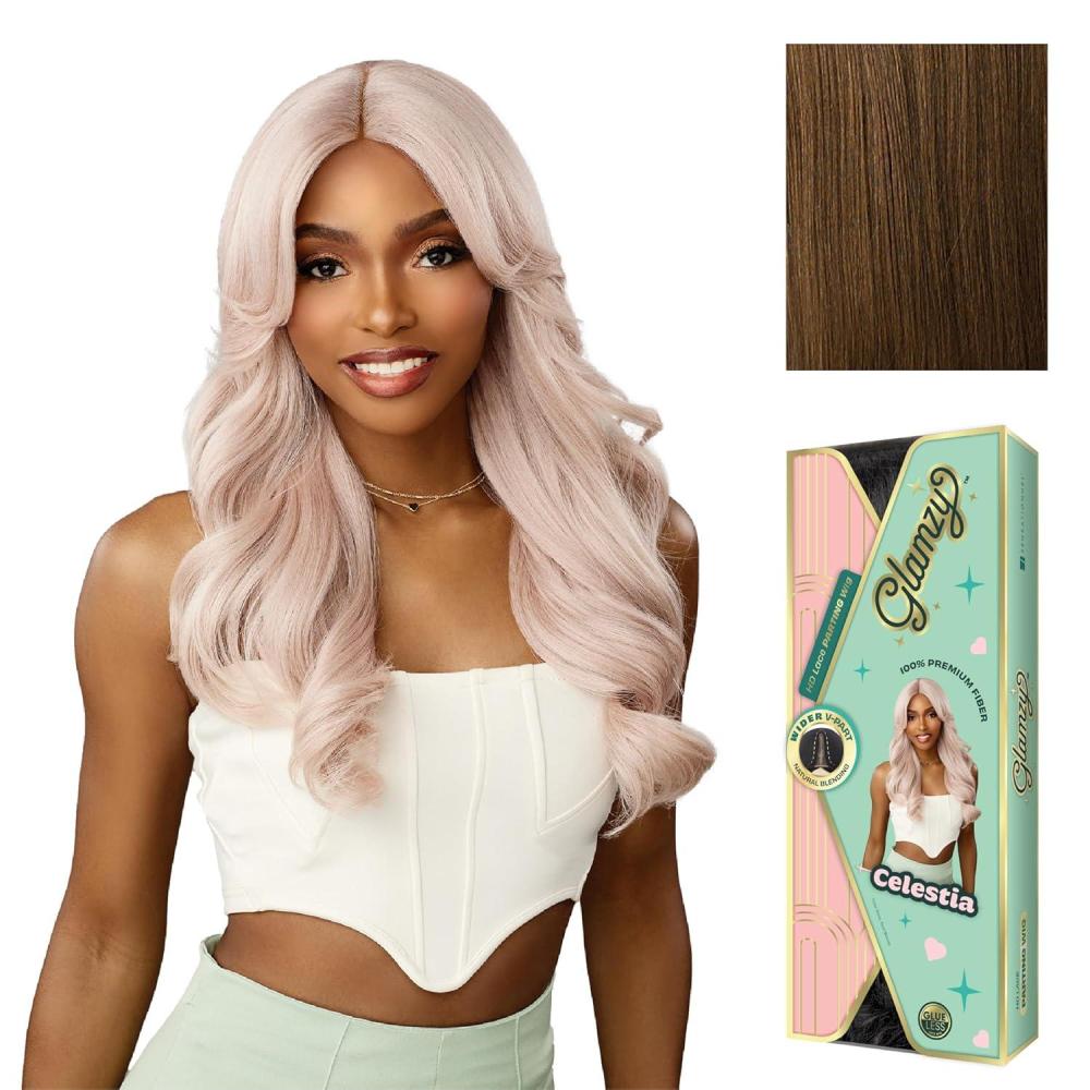 imageSensationnel Glamzy Lace Part Wigs Celestia Glueless Hand Tied Wider V Parting Synthetic Hair 1 JETBLACKMOCHABROWN