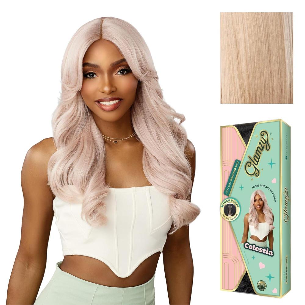 imageSensationnel Glamzy Lace Part Wigs Celestia Glueless Hand Tied Wider V Parting Synthetic Hair 1 JETBLACKPEARLBLONDE