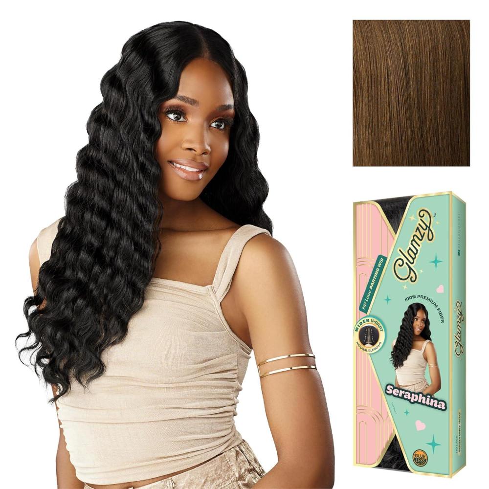 imageSensationnel Glamzy Lace Part Wigs Seraphina Glueless Hand Tied Wider V Parting Synthetic Hair 1 JETBLACKMOCHABROWN