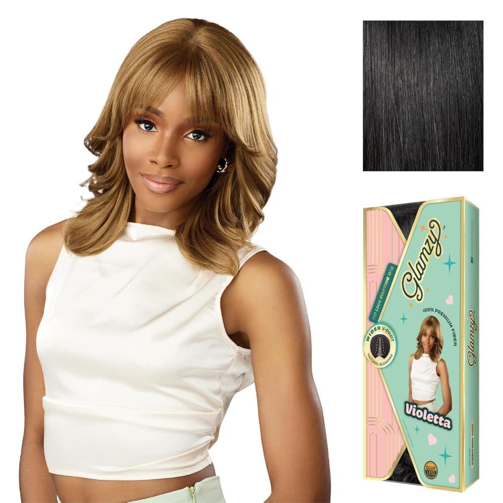 imageSensationnel Glamzy Lace Part Wigs Violetta Glueless Hand Tied Wider V Parting Synthetic Hair 1 JETBLACK1 JETBLACK