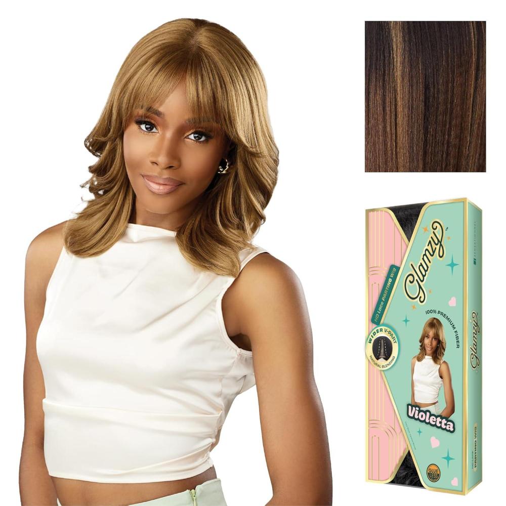 imageSensationnel Glamzy Lace Part Wigs Violetta Glueless Hand Tied Wider V Parting Synthetic Hair 1 JETBLACKBALAYAGEHAZELNUT