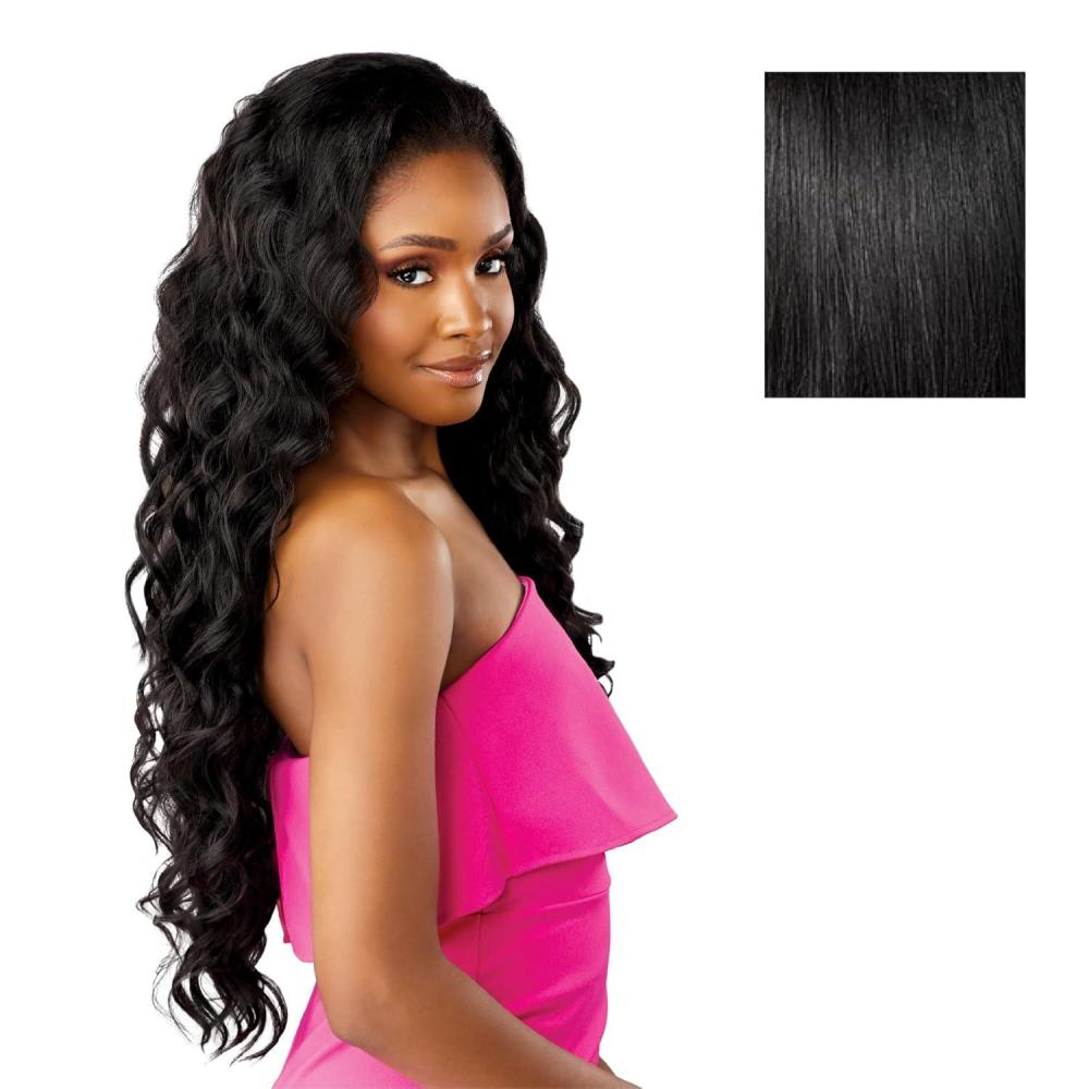 imageSensationnel Instant Weave Half Wig  24 Synthetic Blendwig Adjustable Drawstring for Seamless Hair Blending 1 JETBLACK1 JETBLACK