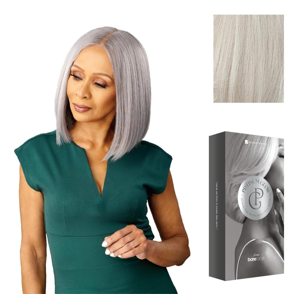 imageSensationnel Platinum Glow 13X6 Wig Amandine Lace frontal Glueless human hair blend Preplucked Hairline 1 JETBLACKICYPEARL
