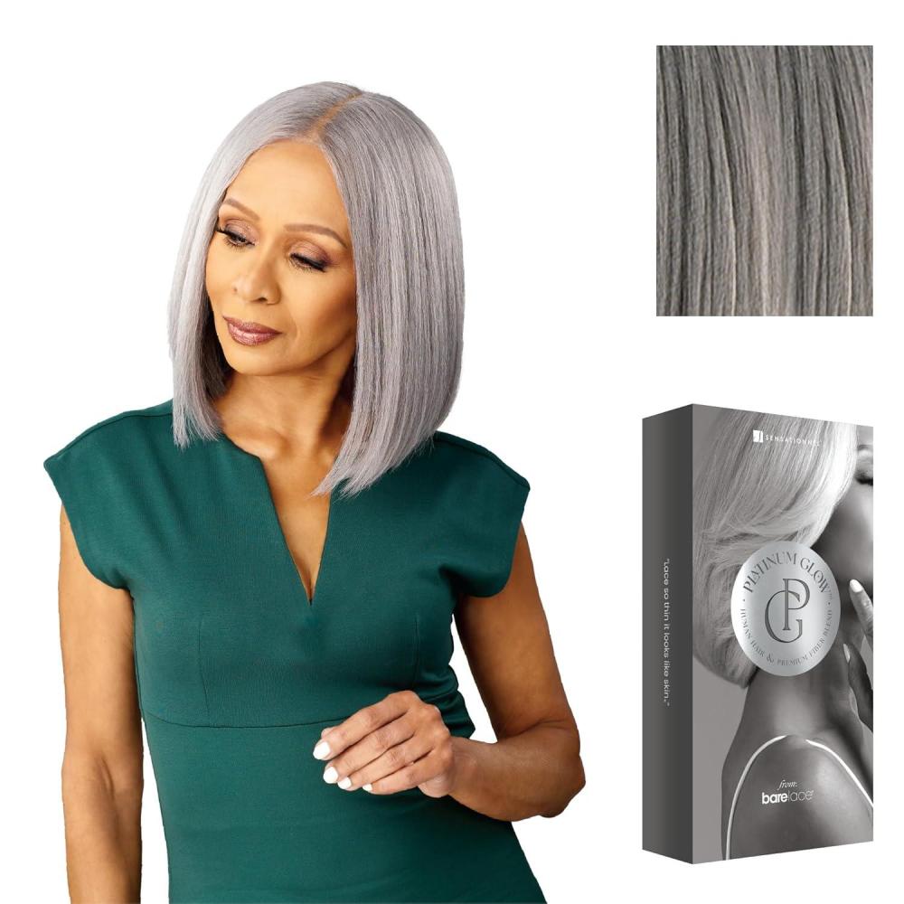 imageSensationnel Platinum Glow 13X6 Wig Amandine Lace frontal Glueless human hair blend Preplucked Hairline 1 JETBLACKSILVERSTORM