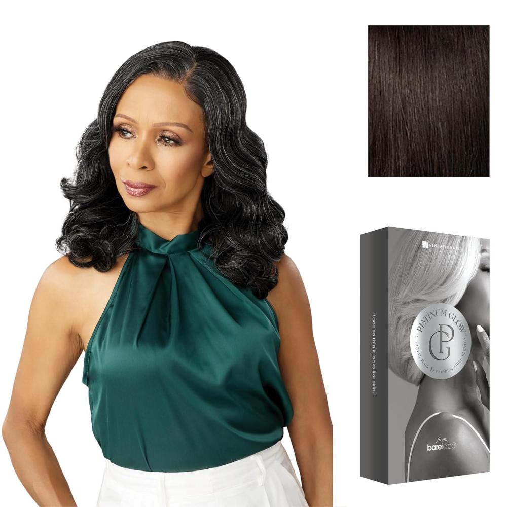 imageSensationnel Platinum Glow 13X6 Wig Nadine Lacefrontal Glueless human hair blend Preplucked Hairline 1 JETBLACK2 DARKBROWN