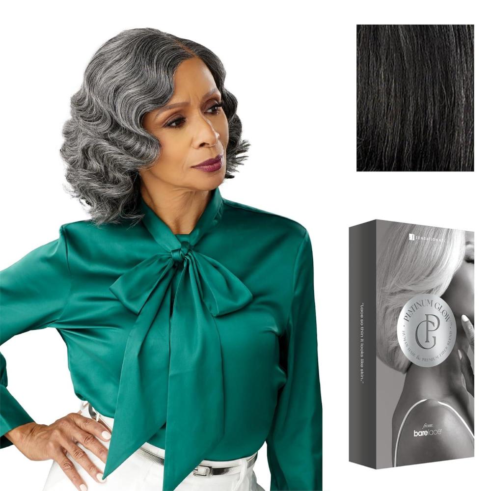 imageSensationnel Platinum Glow 13X6 Wig Vivienne Lacefrontal Glueless human hair blend Preplucked Hairline 1 JETBLACKSHIMMERINGPEARL
