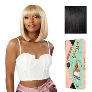 Sensationnel Glamzy Lace Crown Wig – Cassy Glueless Hand Tied CrownArea Synthetic Hair (1 JETBLACK)(1 JETBLACK)