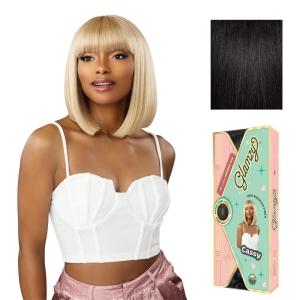 Sensationnel Glamzy Lace Crown Wig – Cassy Glueless Hand Tied CrownArea Synthetic Hair (1 JETBLACK)(1B OFFBLACK)