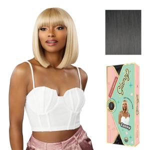 Sensationnel Glamzy Lace Crown Wig – Cassy Glueless Hand Tied CrownArea Synthetic Hair (1 JETBLACK)(ASHYBLUE)