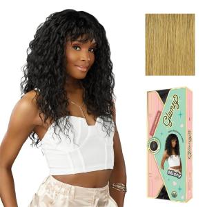 Sensationnel Glamzy Lace Crown Wig – Misty Glueless Hand Tied CrownArea Synthetic Hair (1 JETBLACK)(CARAMELBLONDE)