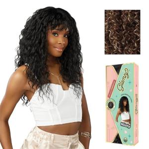 Sensationnel Glamzy Lace Crown Wig – Misty Glueless Hand Tied CrownArea Synthetic Hair (1 JETBLACK)(CHBLONDE)