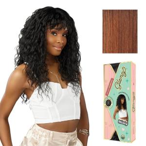 Sensationnel Glamzy Lace Crown Wig – Misty Glueless Hand Tied CrownArea Synthetic Hair (1 JETBLACK)(FLAMBOYAGEAUBURN)