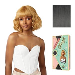 Sensationnel Glamzy Lace Crown Wig – Rosy Glueless Hand Tied CrownArea Synthetic Hair (1 JETBLACK)(ASHYBLUE)