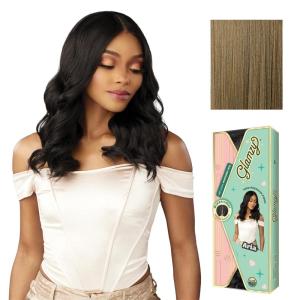 Sensationnel Glamzy Lace Part Wig – Aria Glueless Hand Tied Wider V Parting Synthetic Hair (1 JETBLACK)(LIGHTASHBROWN)