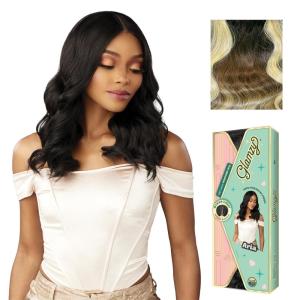 Sensationnel Glamzy Lace Part Wig – Aria Glueless Hand Tied Wider V Parting Synthetic Hair (1 JETBLACK)(MP/BLONDE)